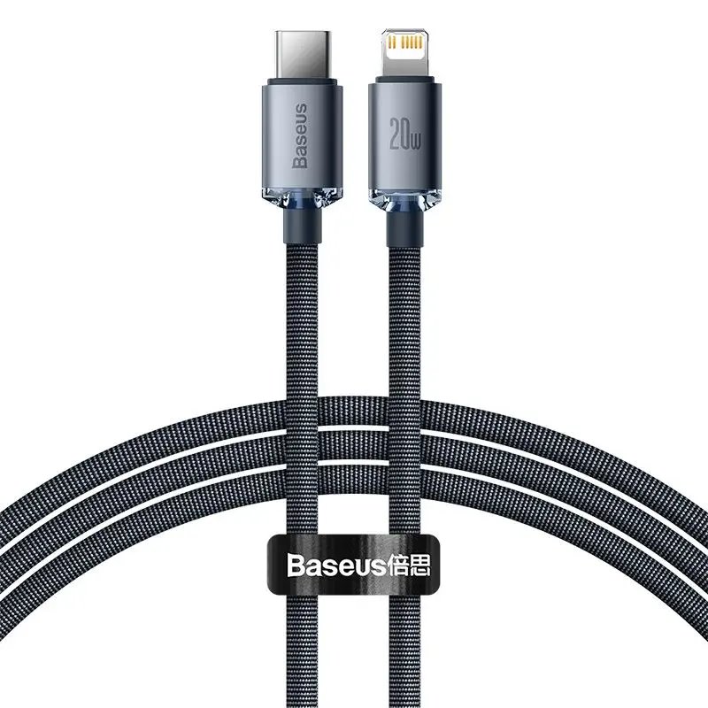 Levně Baseus CAJY000201 Crystal Shine Series Datový Kabel USB-C - Lightning 20W 1,2m Black
