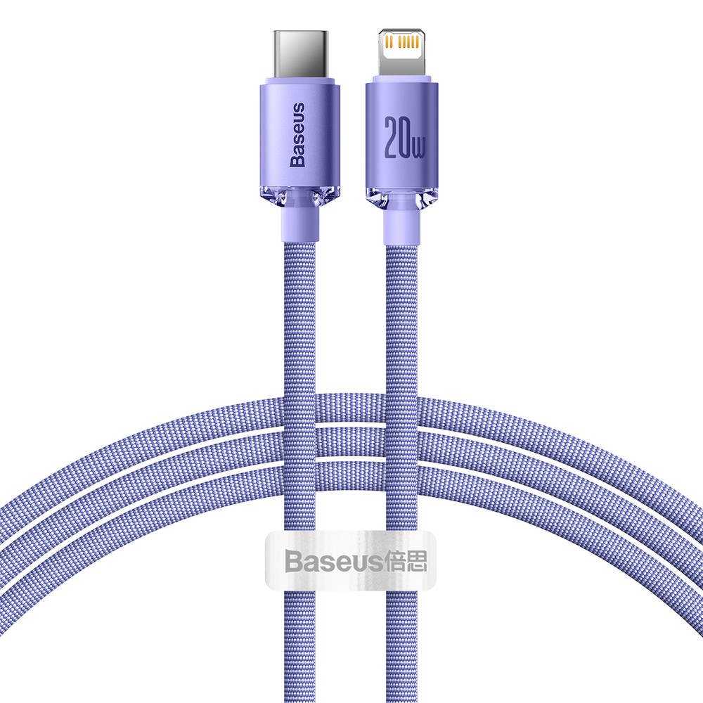 Levně Baseus CAJY000205 Crystal Shine Series Datový Kabel USB-C - Lightning 20W 1,2m Purple
