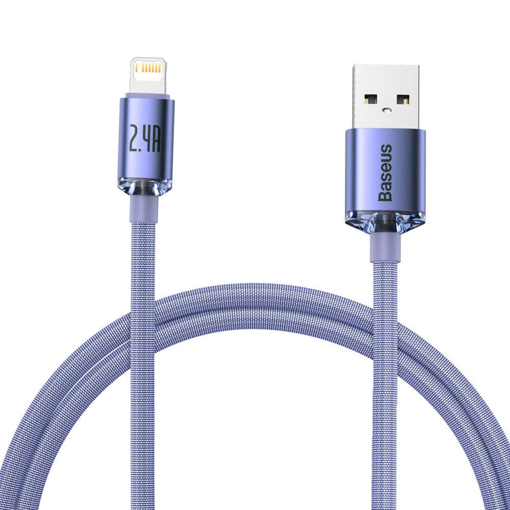 Levně Baseus CAJY000005 Crystal Shine Series Datový Kabel USB - Lightning 20W 1,2m Purple