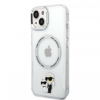 Karl Lagerfeld MagSafe Kompatibilní Kryt IML Karl and Choupette NFT pro iPhone 14 Transparent