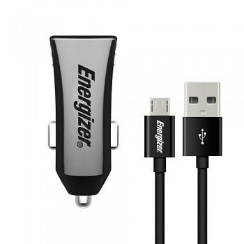 Energizer Ultimate Nabíječka do Auta 2x USB + microUSB Kabel Black