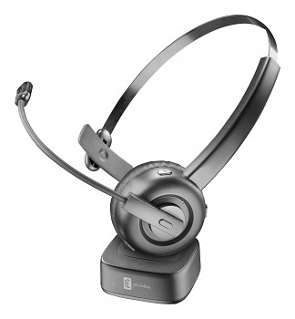 Mono Bluetooth sluchátka Cellularline React s nabíjecí stanicí, černá