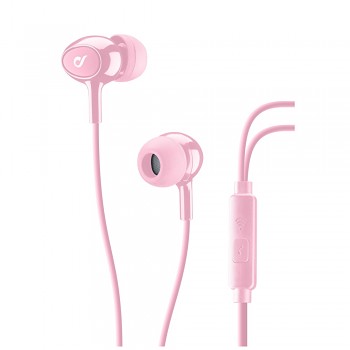 In-ear sluchátka CELLULARLINE ACOUSTIC s mikrofonem, AQL® certifikace, 3,5 mm jack, růžové