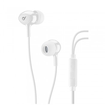 In-ear sluchátka CELLULARLINE ACOUSTIC s mikrofonem, AQL® certifikace, 3,5 mm jack, bílé