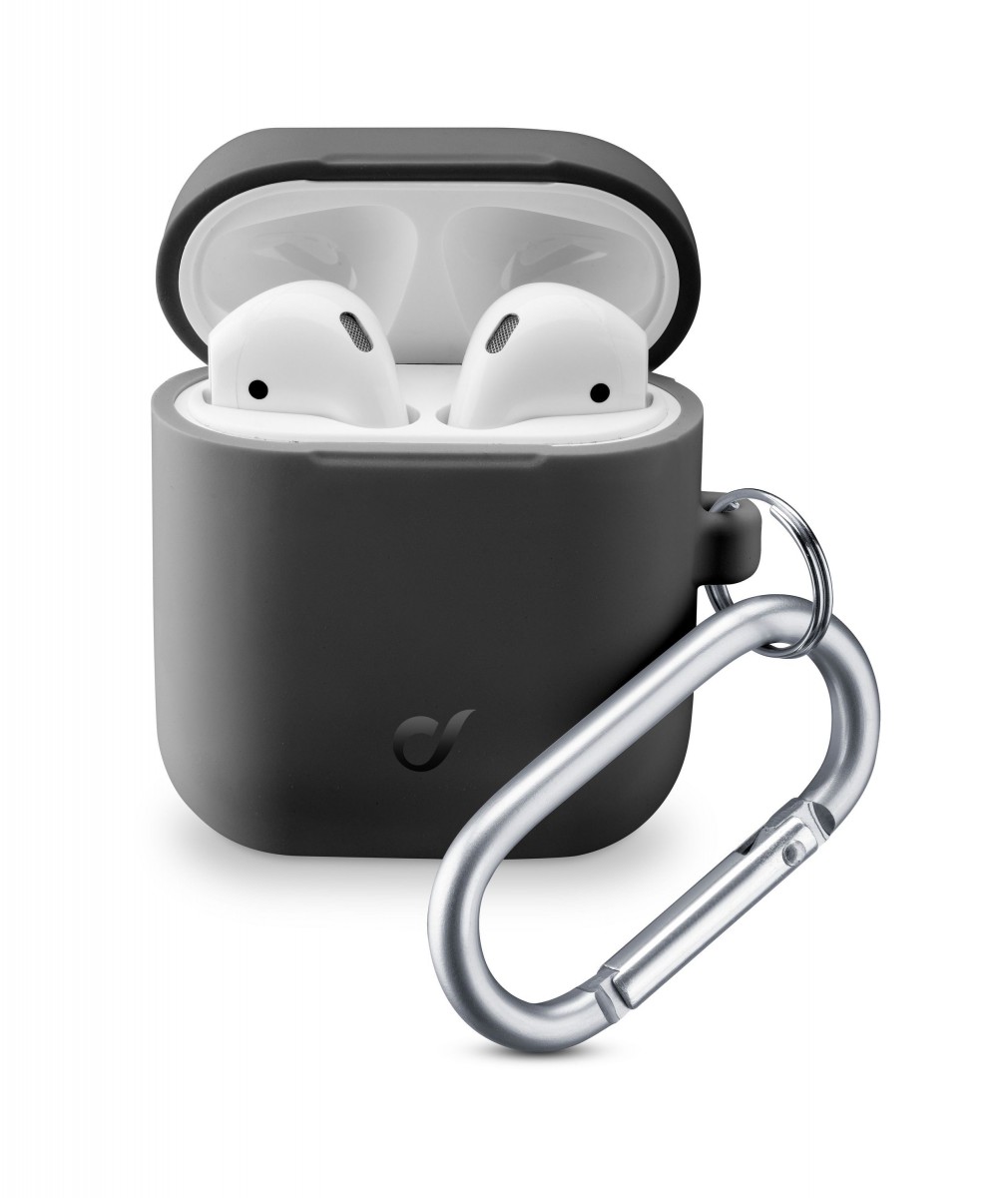 Levně Ochranný kryt s karabinou Cellularline Bounce pro Apple AirPods 1 &amp; 2, černý
