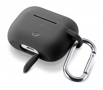 Ochranný kryt s karabinou Cellularline Bounce pro Apple AirPods Pro, černý
