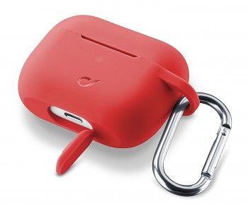 Ochranný kryt s karabinou Cellularline Bounce pro Apple AirPods Pro, červený