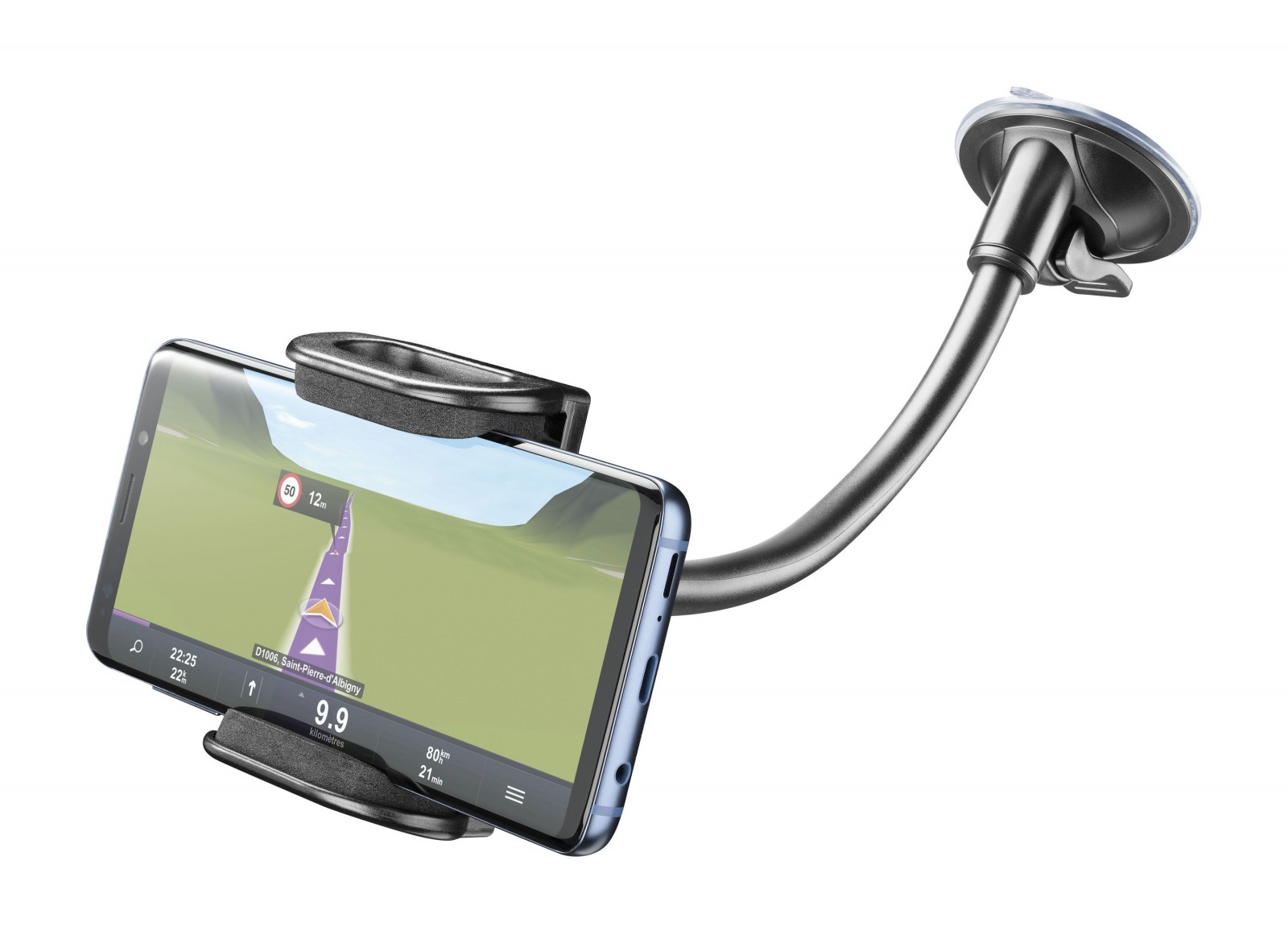 Levně Univerzální držák s přísavkou Cellularline Pilot Flexi pro mobilní telefony, černý