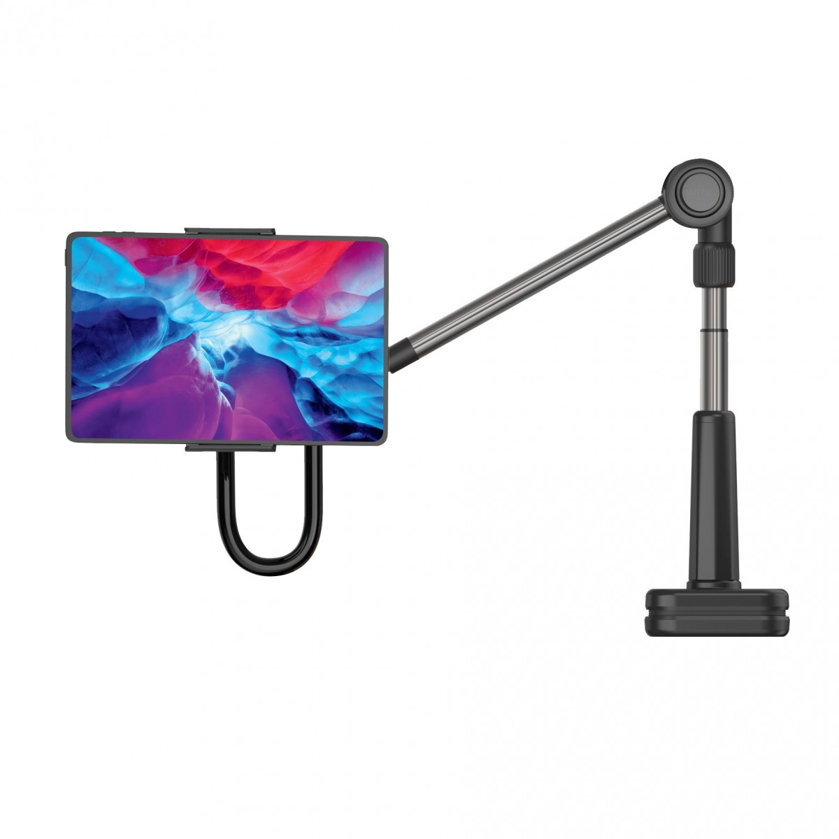 Levně Univerzální držák na tablet/telefon pro upevnění na stůl FIXED Relax s otočným a nastavitelným ramenem, černý