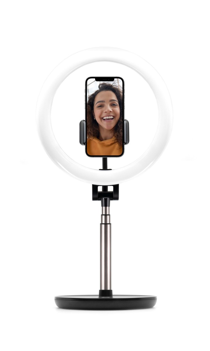 Levně Stativ s kruhovým LED svítidlem a ovládáním na USB kabelu FIXED LEDRing Lite, černý