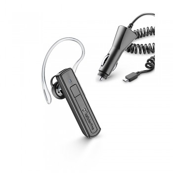 Bluetooth headset CellularLine Mono s autonabíječkou, černý