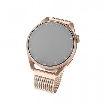 Síťovaný nerezový řemínek FIXED Mesh Strap s Quick Release 22mm pro smartwatch, růžové zlatý