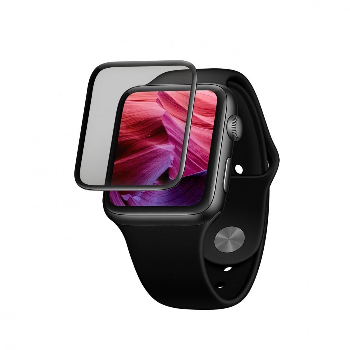 Levně Ochranné tvrzené sklo FIXED 3D Full-Cover pro Apple Watch 44mm s aplikátorem, s lepením přes celý displej, černé