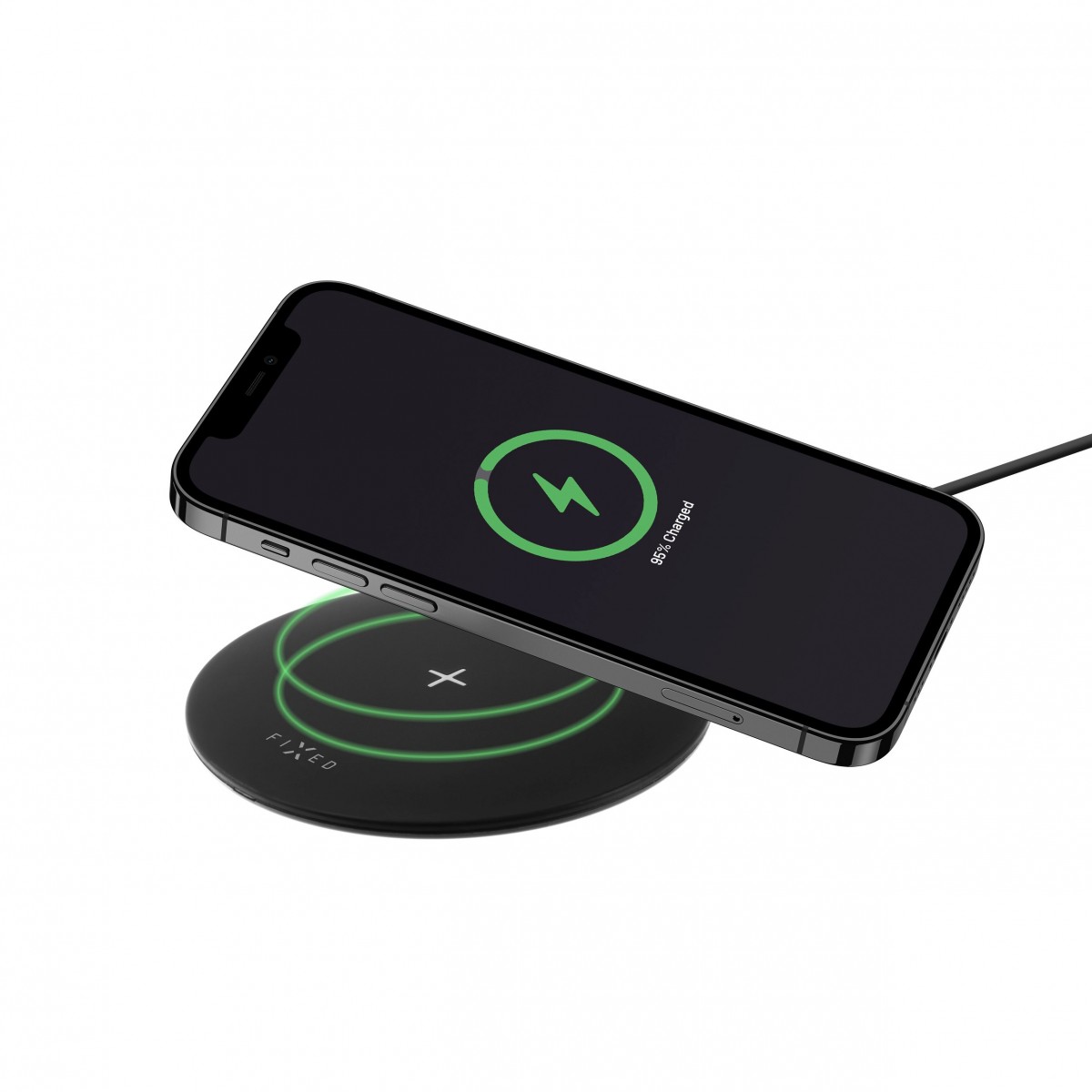 Levně Podložka pro rychlé bezdrátové nabíjení telefonu FIXED SlimPad, 15W, černá