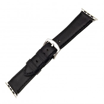 Kožený řemínek FIXED Berkeley pro Apple Watch 42/44/45/49mm se stříbrnou sponou, černý