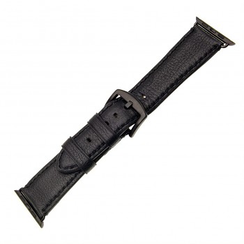 Kožený řemínek FIXED Berkeley pro Apple Watch 42/44/45/49mm s černou sponou, velikost L, černý