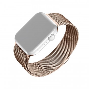 Síťovaný nerezový řemínek FIXED Mesh Strap pro Apple Watch 42/44/45/49mm, růžově zlatý