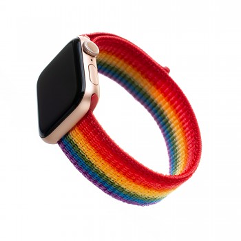 Nylonový řemínek FIXED Nylon Strap pro Apple Watch 42/44/45/49mm, duhový