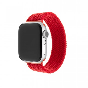 Elastický nylonový řemínek FIXED Nylon Strap pro Apple Watch 38/40/41mm, velikost L, červený