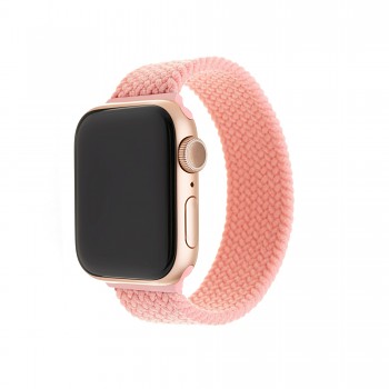 Elastický nylonový řemínek FIXED Nylon Strap pro Apple Watch 38/40/41mm, velikost L, růžový