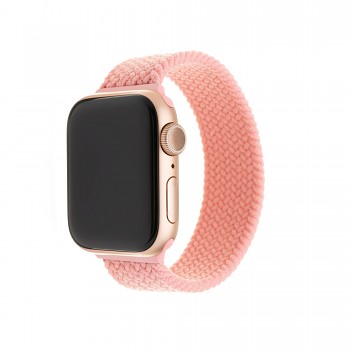 Elastický nylonový řemínek FIXED Nylon Strap pro Apple Watch 42/44/45/49mm, velikost S, růžový