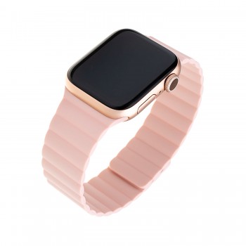 Silikonový řemínek FIXED Magnetic Strap s magnetickým zapínáním pro Apple Watch 42/44/45/49mm, růžový