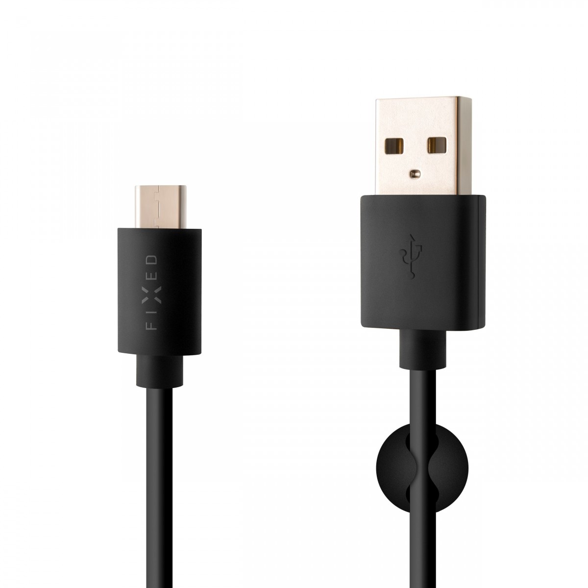 Levně Dlouhý datový a nabíjecí kabel FIXED s konektory USB/USB-C, USB 2.0, 2 metry, černý