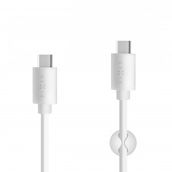 Dlouhý datový a nabíjecí kabel FIXED s konektory USB-C/USB-C a podporou PD, USB 2.0, 2 metry, 60W, bílý