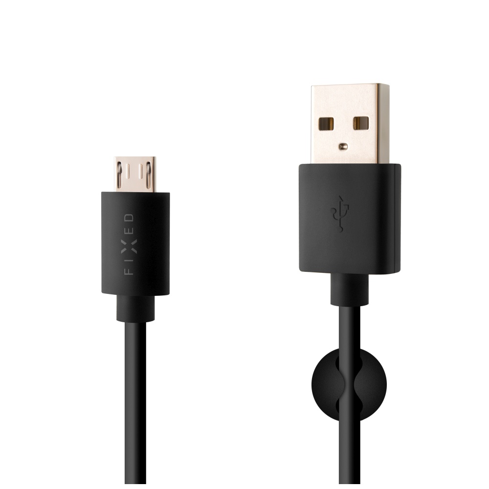 Levně Datový a nabíjecí kabel FIXED s konektory USB/micro USB, 1 metr, černý
