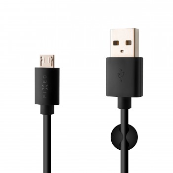 Dlouhý datový a nabíjecí kabel FIXED s konektory USB/micro USB, 2 metry, černý