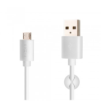 Datový a nabíjecí kabel FIXED s konektory USB/micro USB, 1 metr, bílý