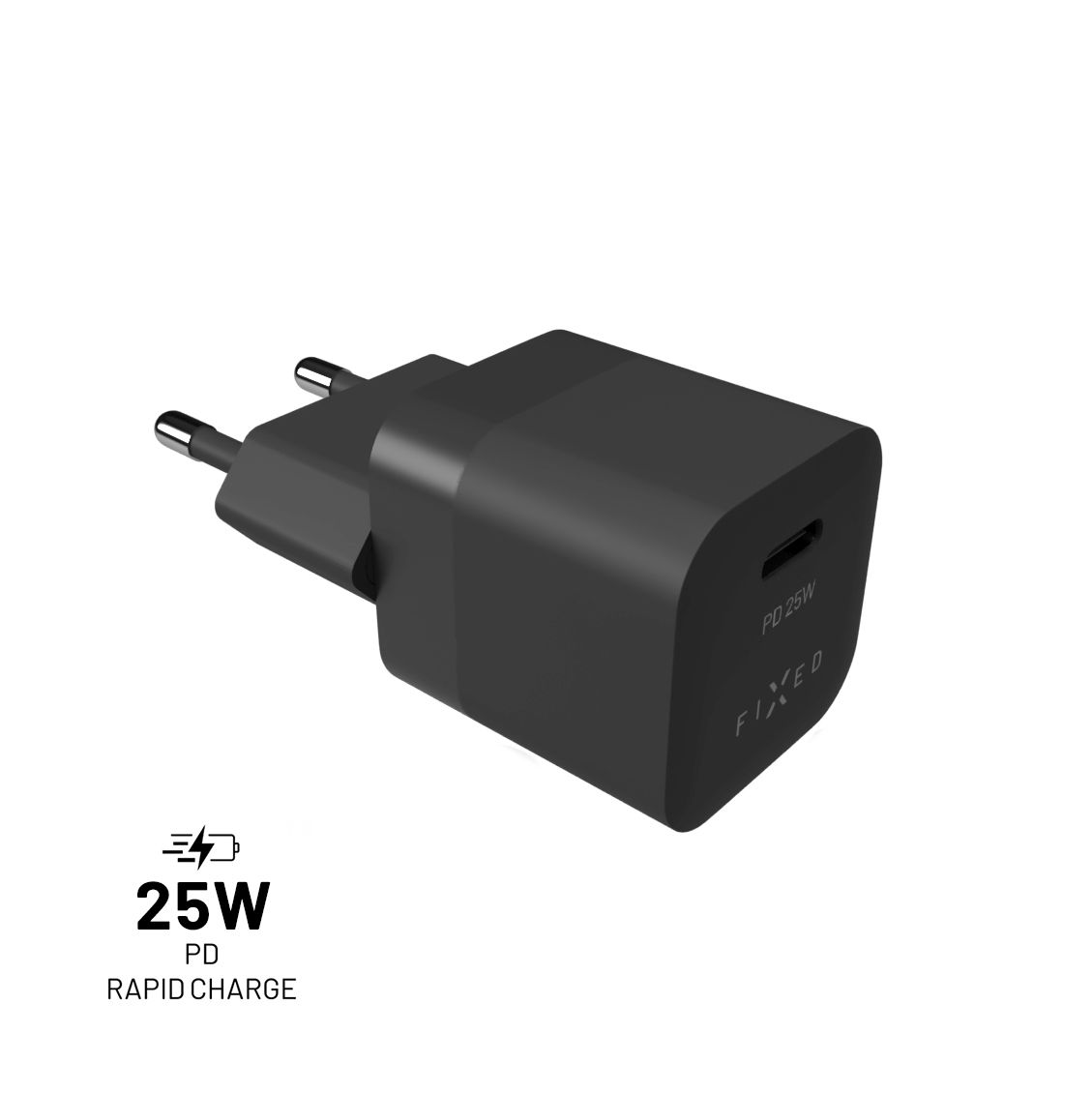 Levně Síťová nabíječka FIXED Mini s USB-C výstupem a podporou PD, 25W, černá