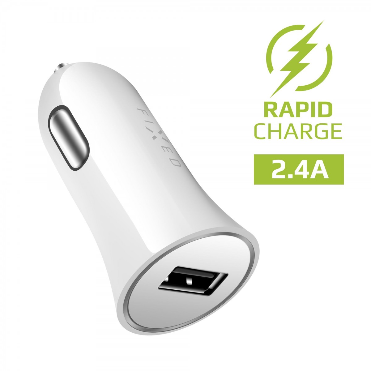 Levně Autonabíječka FIXED s USB výstupem, 12W, bílá