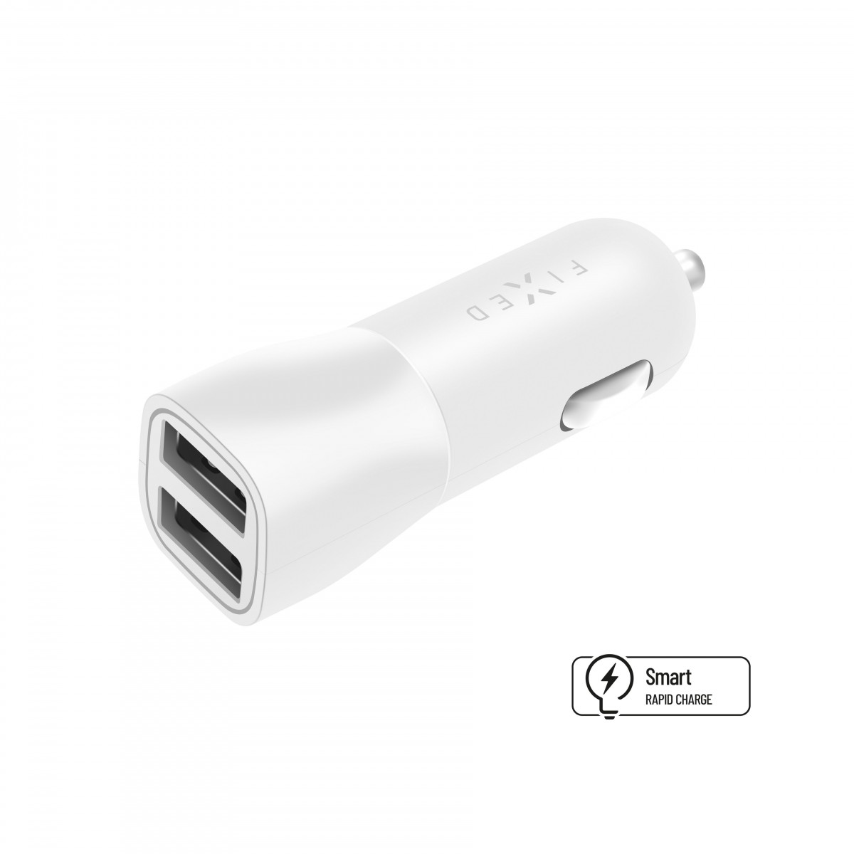 Levně Autonabíječka FIXED s 2xUSB výstupem, 15W Smart Rapid Charge, bílá