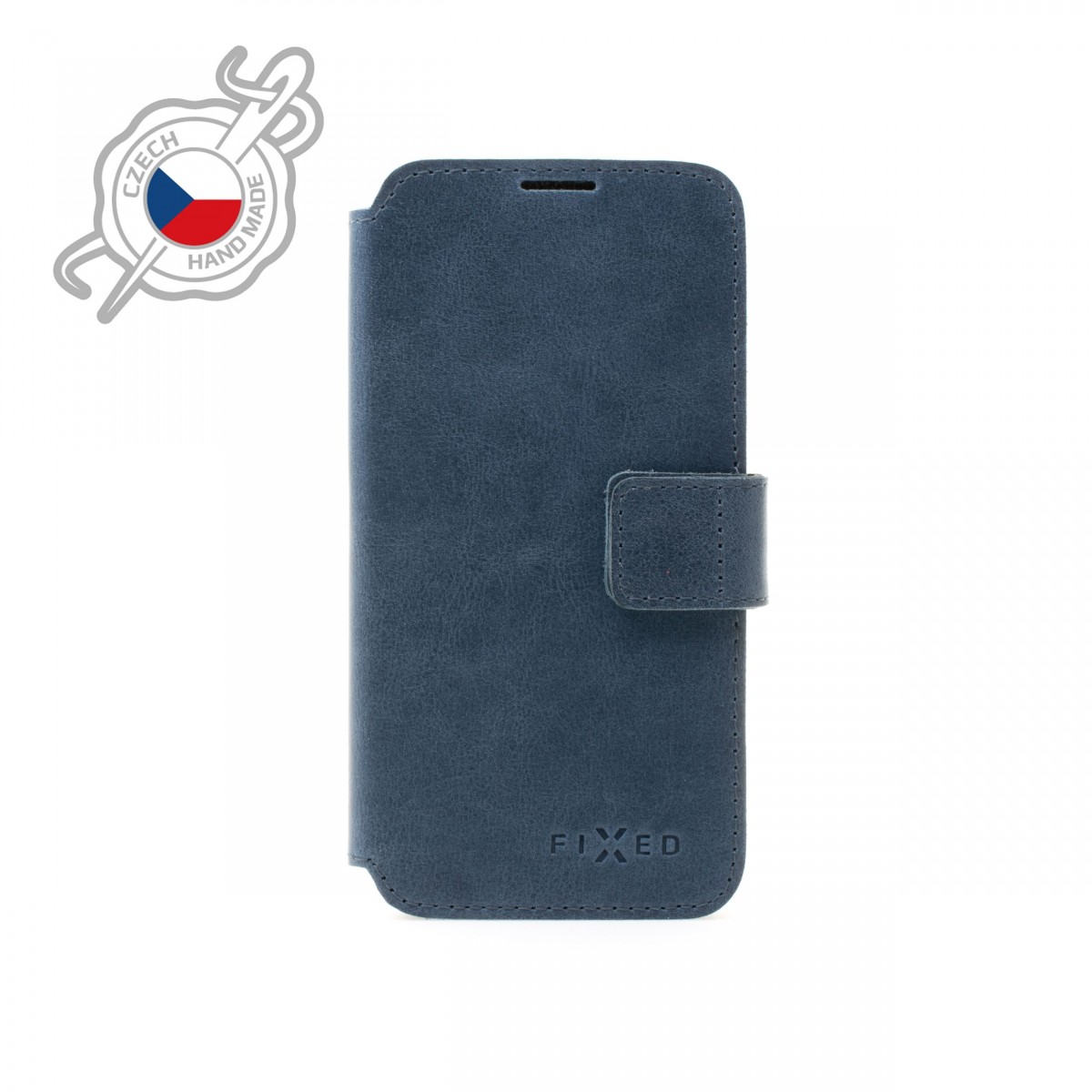 Kožené pouzdro typu kniha FIXED ProFit pro Apple iPhone 13 Pro, modré