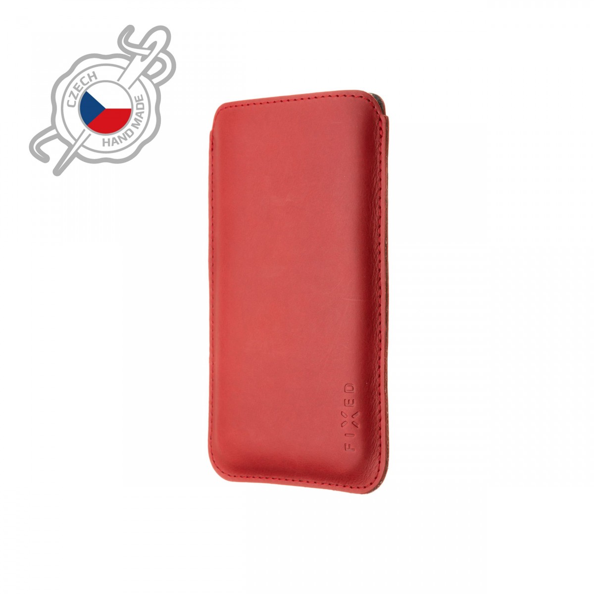 Levně Tenké pouzdro FIXED Slim vyrobené z pravé kůže pro Apple iPhone 12/12 Pro/13/13 Pro, červené