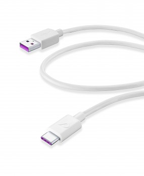 USB datový kabel Cellularline SC s USB-C konektorem, Huawei SuperCharge technologie, 120 cm, bílý