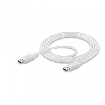 Datový kabel Cellularline s konektory USB-C/USB-C (PD) , 1,2m, bílý