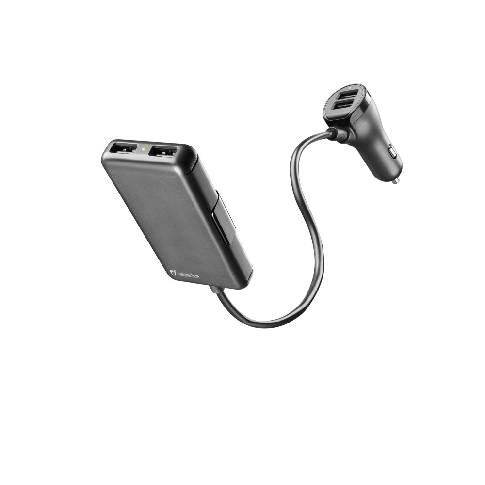 Levně Autonabíječka Cellularline s 4 x USB, 7.2 A, černá