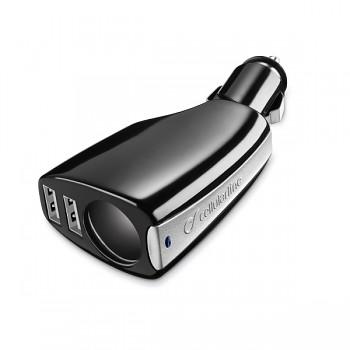 Autonabíječka CellularLine s CL výstupem a 2 USB porty, černá