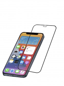 Ochranné tvrzené sklo pro celý displej Cellularline CAPSULE pro Apple iPhone 12/12 Pro, černé
