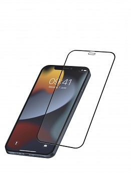 Ochranné tvrzené sklo pro celý displej Cellularline CAPSULE pro Apple iPhone 13 / 13 Pro, černé