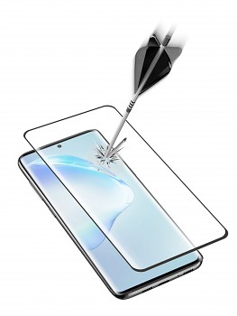 Ochranné zaoblené tvrzené sklo pro celý displej Cellularline Impact Glass pro Samsung Galaxy S20+, černé