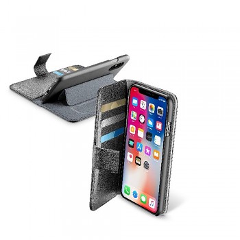 Pouzdro typu kniha CellularLine Book Agenda pro Apple iPhone X/XS, černé
