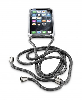 Transparentní zadní kryt Cellularline Neck-Case s černou šňůrkou na krk pro Apple iPhone 11 Pro Max