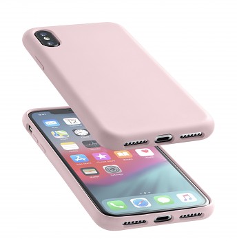 Ochranný silikonový kryt CellularLine SENSATION pro Apple iPhone XS Max, starorůžový