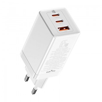 Baseus CCGP050102 GaN3 Pro Fast Nabíječka 1xUSB + 2xUSB-C 65W White
