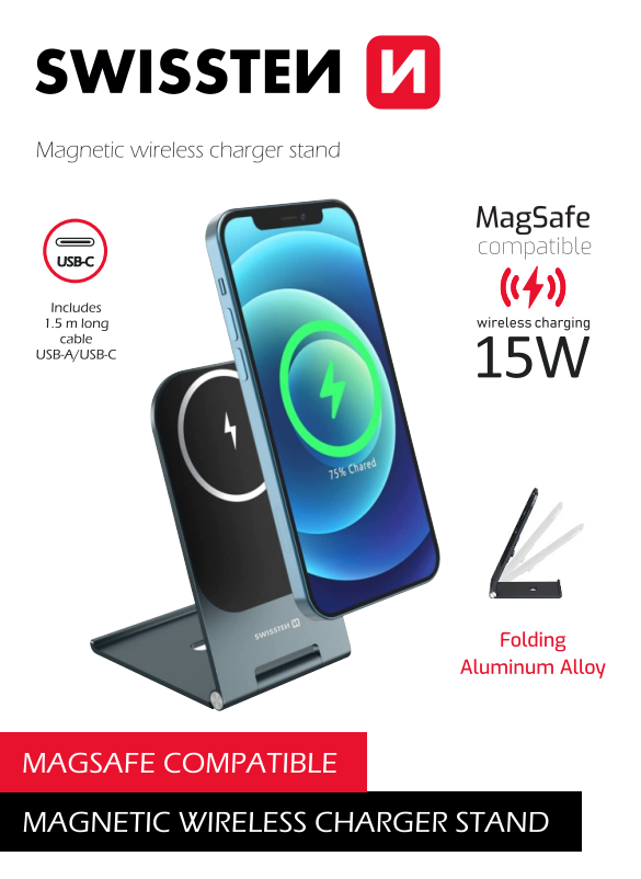 Levně Swissten wireless nabíječka ultra thin (magsafe compatible)