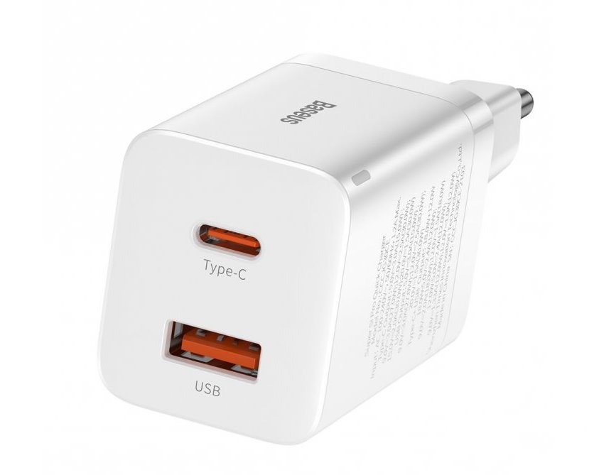 Levně Adaptér Baseus CCSUPP-E02 Super Si Dual 30W bílý
