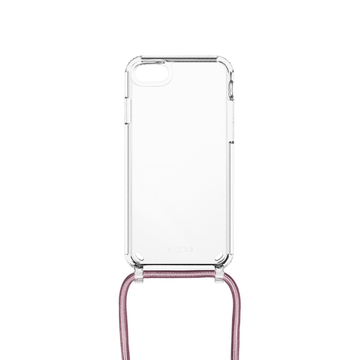 Levně Pouzdro FIXED Pure Neck s růžovou šňůrkou na krk pro Apple iPhone 7/8/SE (2020/2022)